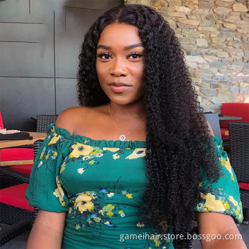 Virgin Mongolian Human Hair Transparent Lace Frontal Wig Pre Plucked Kinky Curly Full HD Swiss Lace Closure Wig For Black Women